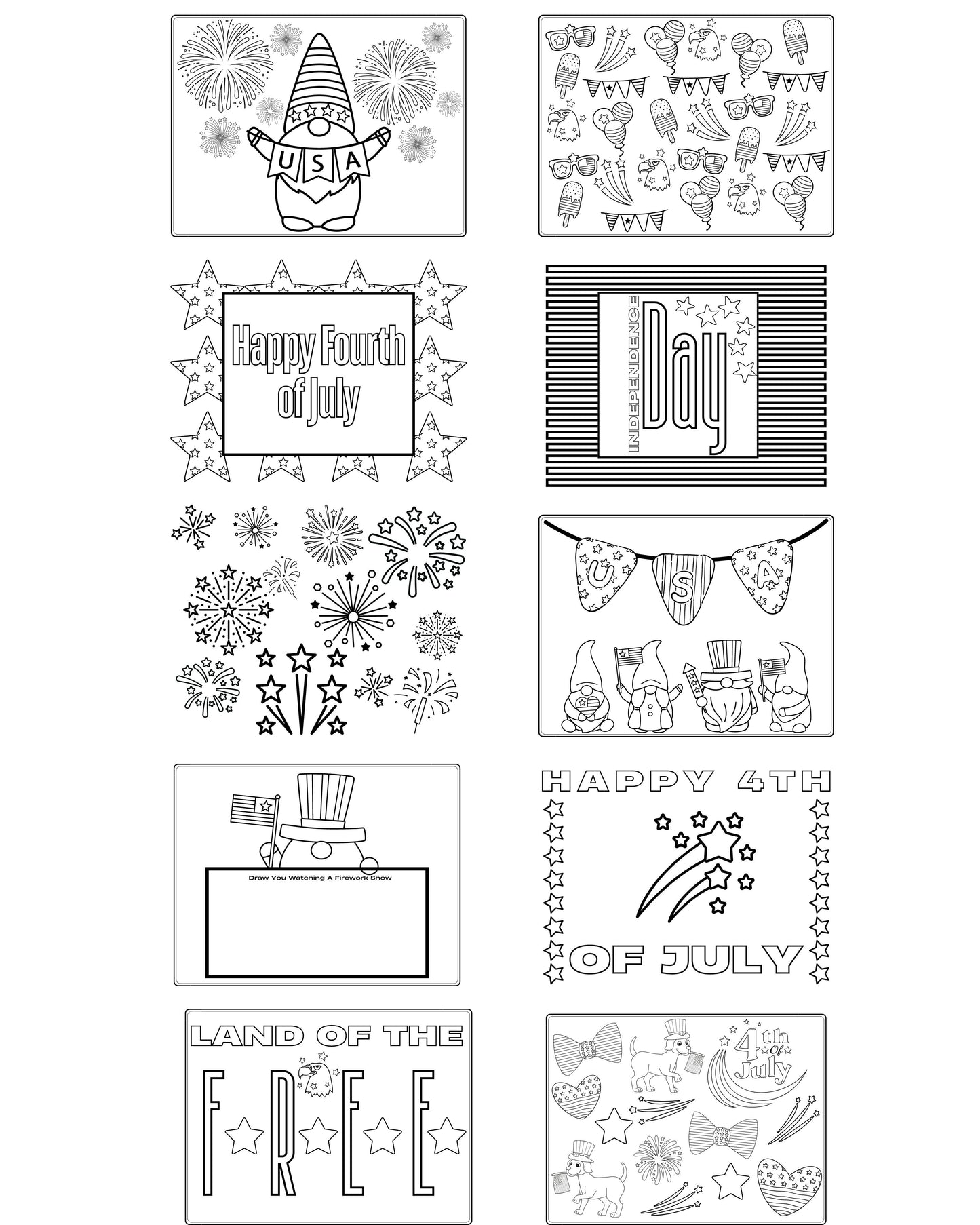 Fourth of July Printable Coloring Pages